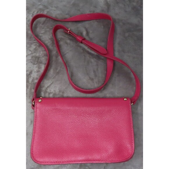 BTB Los Angeles Hot Pink Rocker Biker Styling Leather Gold Studded Crossbody Bag - Picture 4 of 16